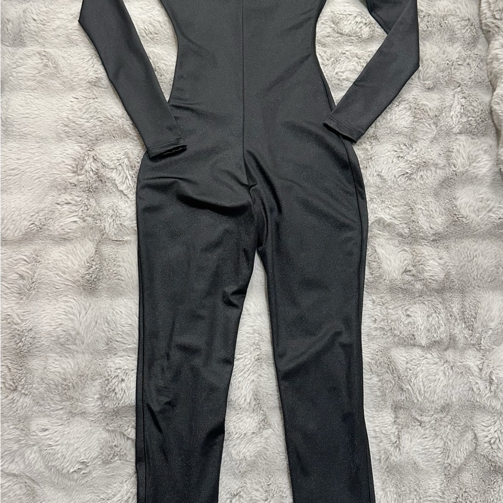 NWT SKIMS All In One Shine Mockneck Long Sleeve Onesie catsuit Jumpsuit XS Black - Picture 2 of 7